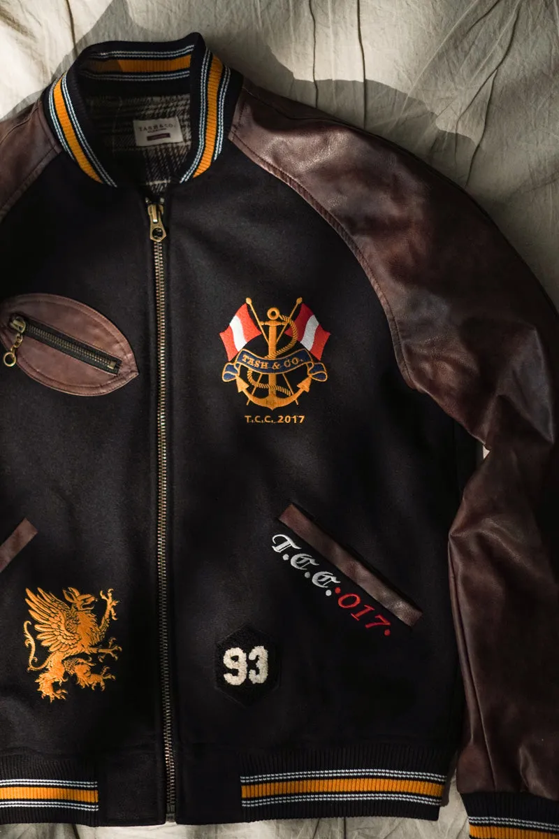 Men's Preppy Style Woolen Baseball Jacket