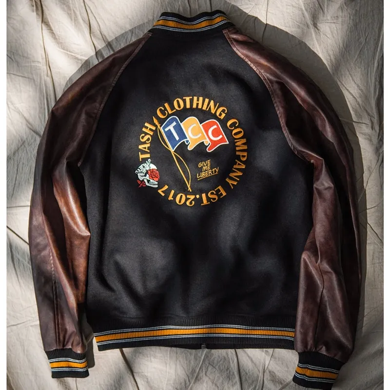 Men's Preppy Style Woolen Baseball Jacket