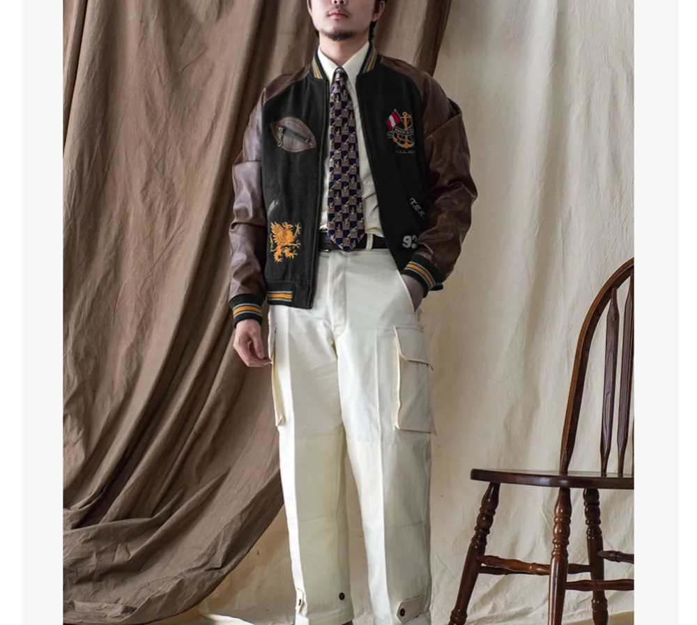 Men's Preppy Style Woolen Baseball Jacket