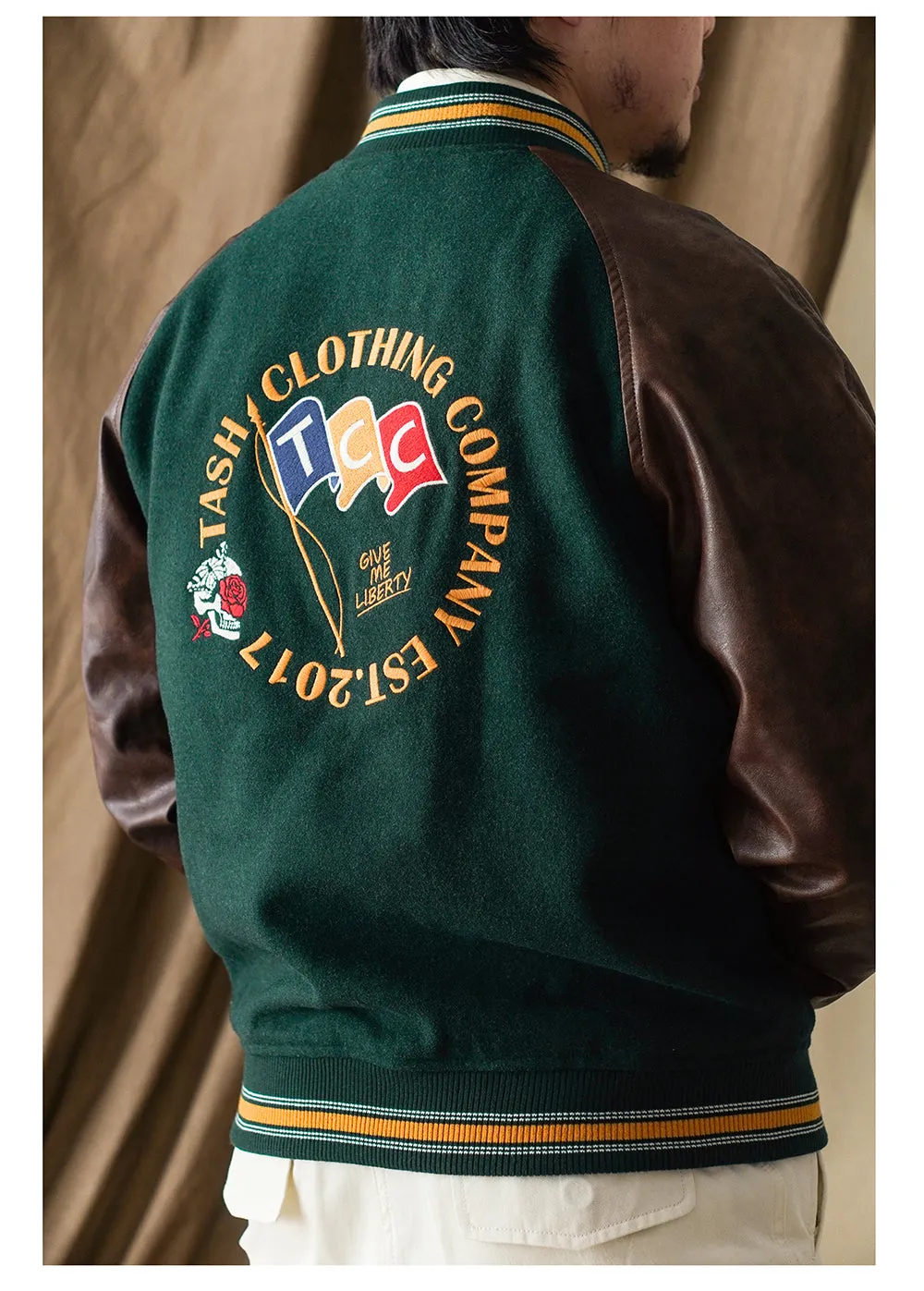 Men's Preppy Style Woolen Baseball Jacket