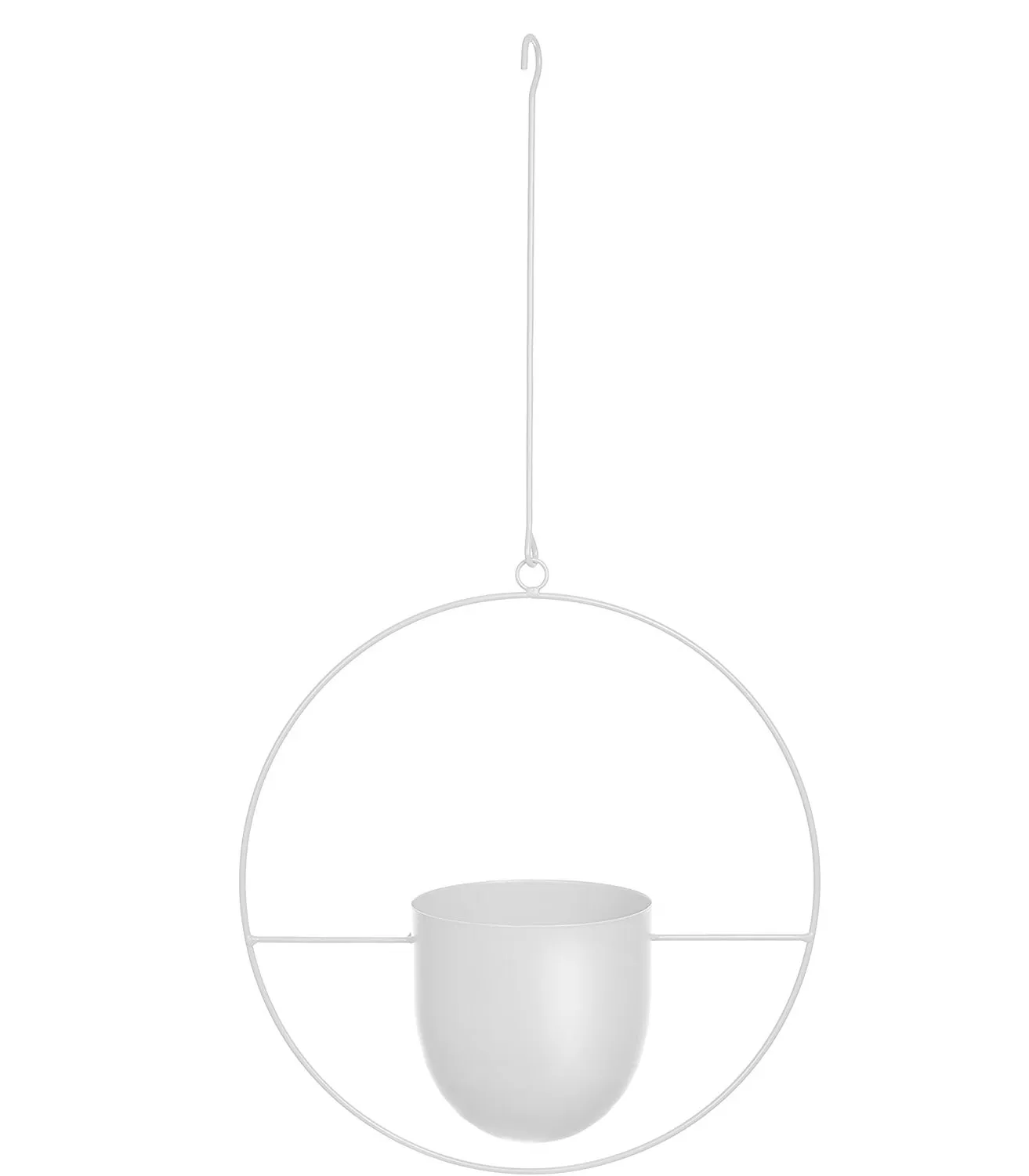 Minimalist Metal Plant Hanger Round Shape-White