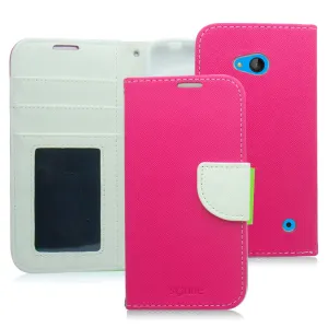 NOKIA LUMIA 640 WHITE/PINK LEATHER WALLET CASE
