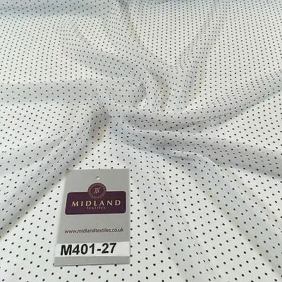 Optical White & Black Small Dotted Light chiffon Printed fabric 58" M401-27 Mtex