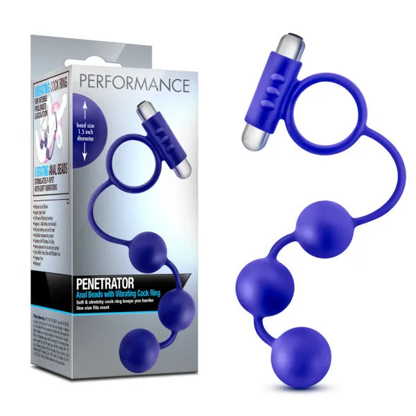 Performance Penetrator Anal Beads WVibrating Cockring Indigo