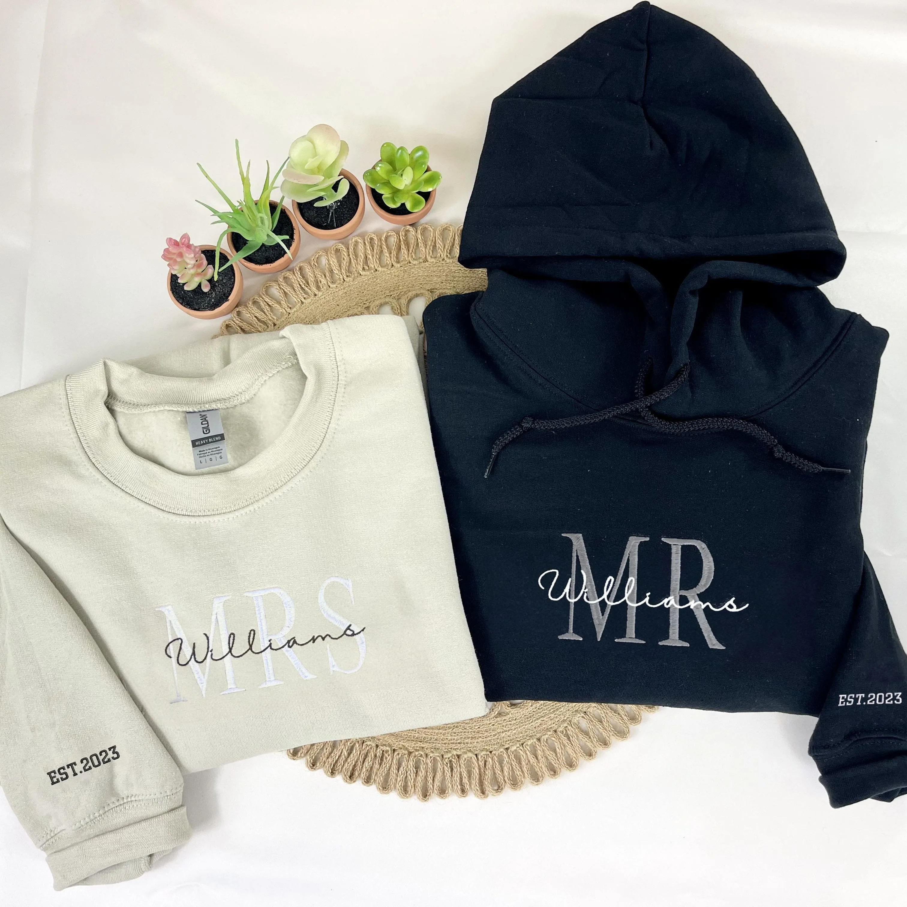 Personalized Unique Bridal Shower Gifts for Him and Her with Mr Mrs Sweatshirt
