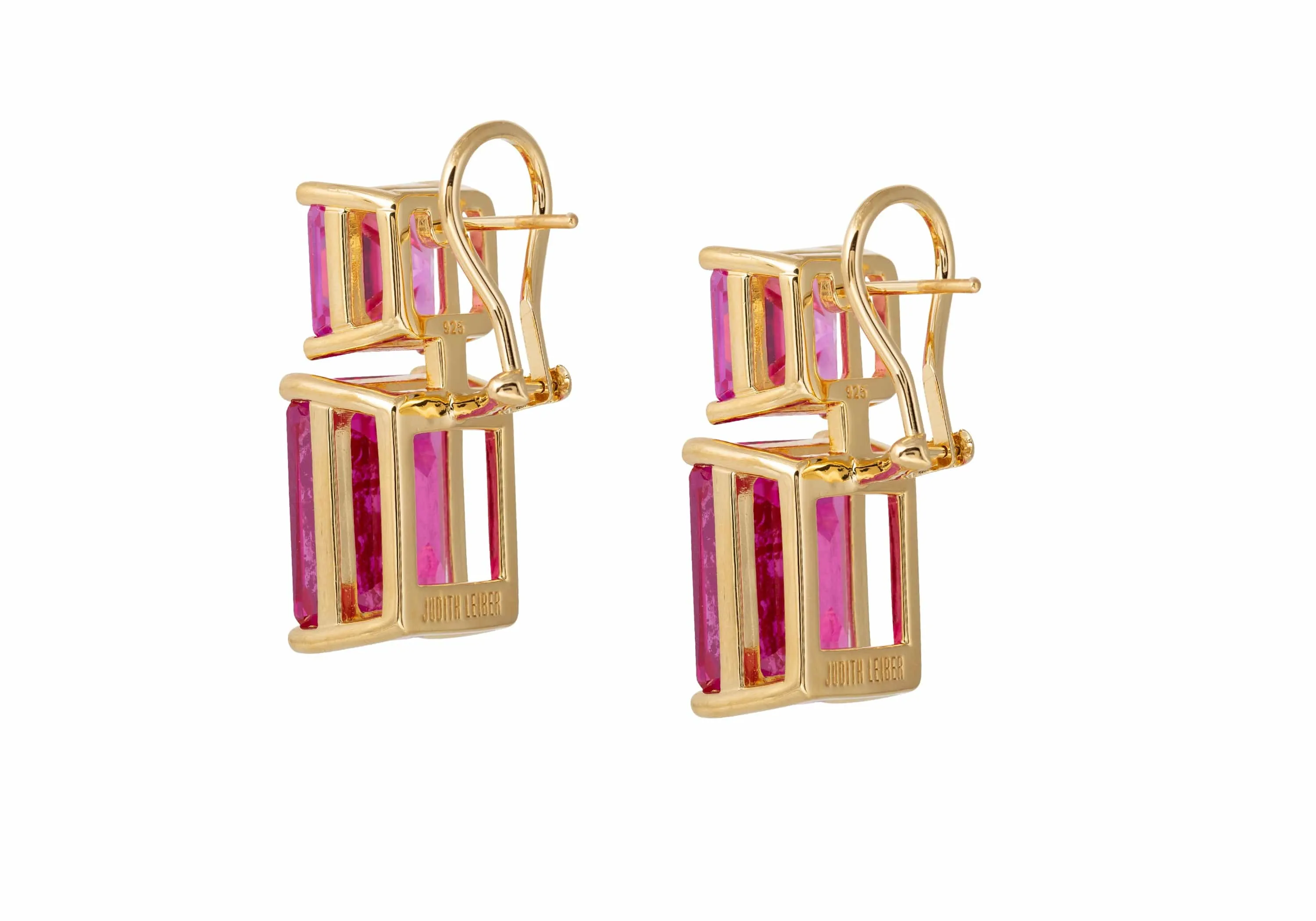 Rectangle Two Tone Pink Drop Earrings