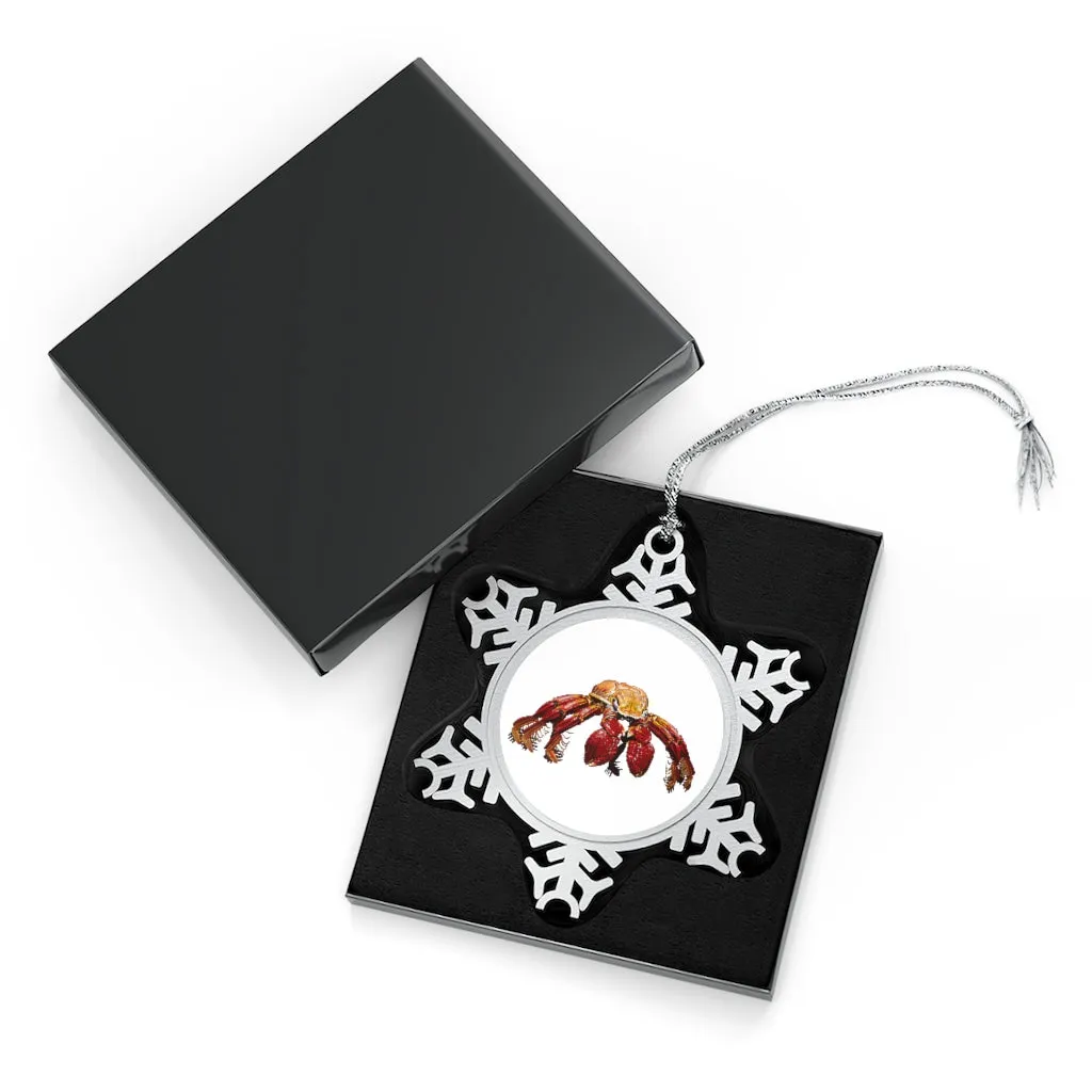 Red Crab Pewter Snowflake Ornament