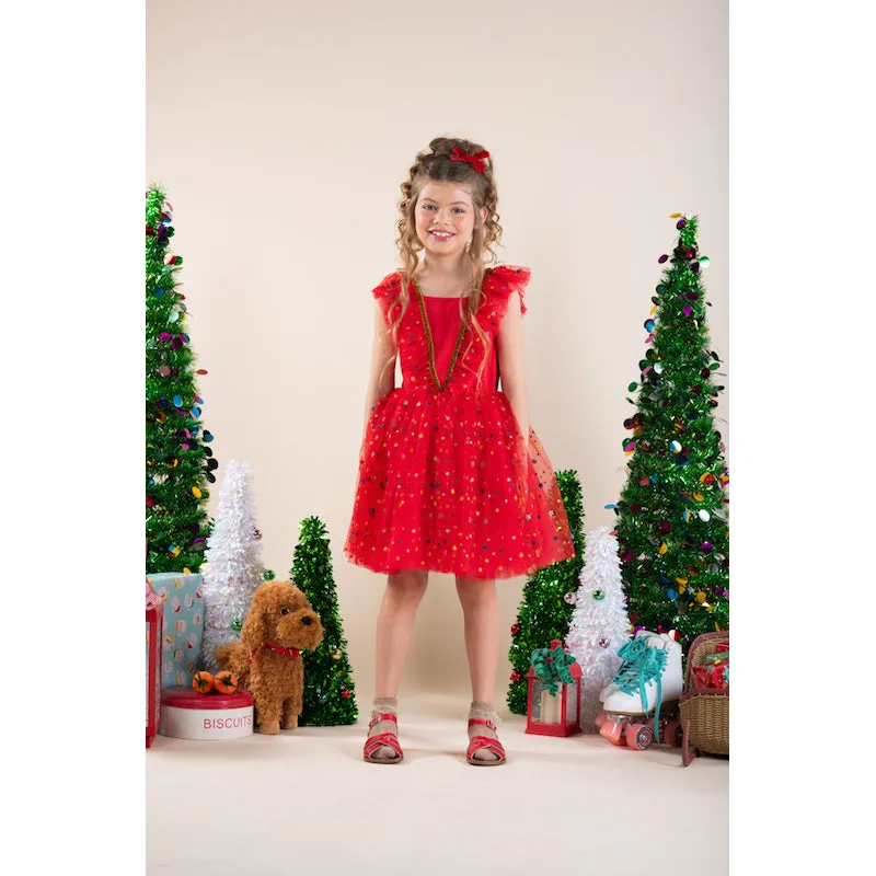 Rock Your Kid Red Christmas Angel Dress