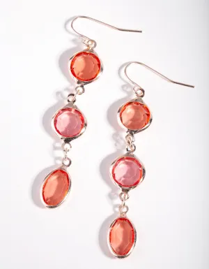 Rose Gold Pink Bead Drop Earrings