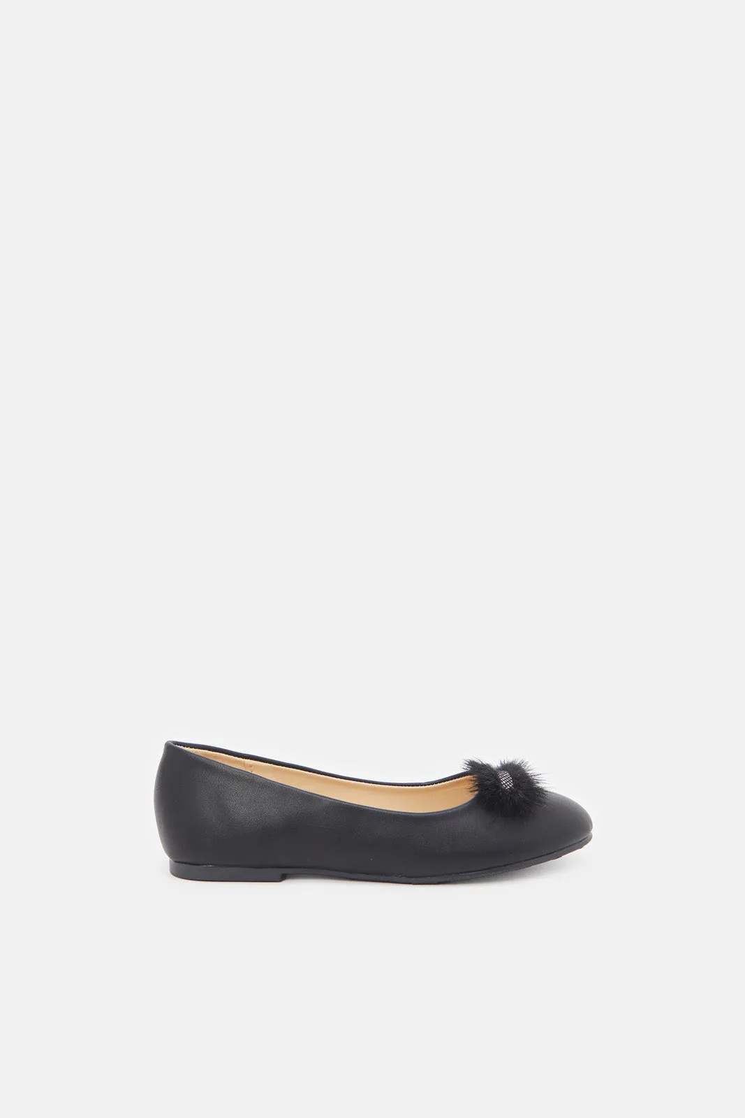 Senior Gils Black Diamante Ballerina