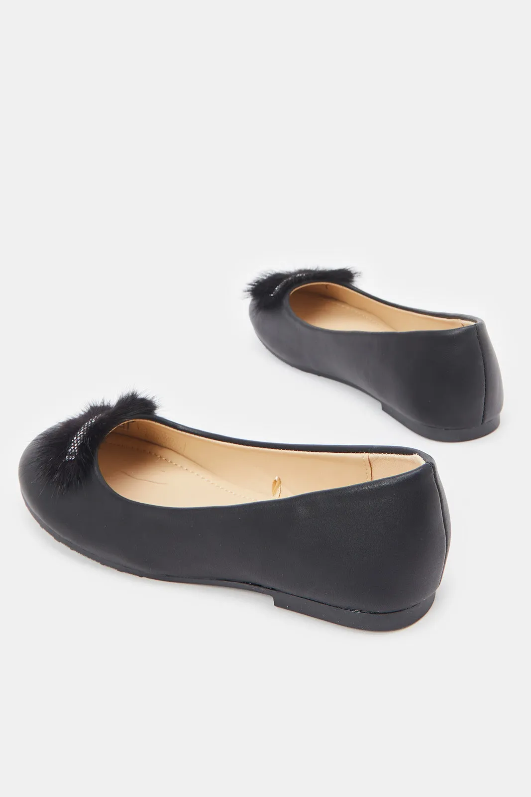 Senior Gils Black Diamante Ballerina