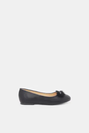 Senior Gils Black Diamante Ballerina