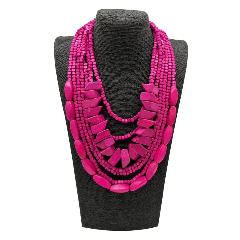 TEEK - Bohemian Multilayer Wood Bead Handmade Necklace
