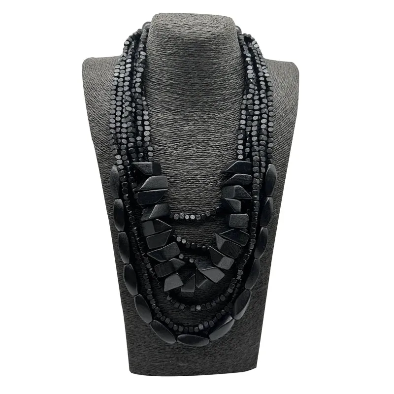 TEEK - Bohemian Multilayer Wood Bead Handmade Necklace