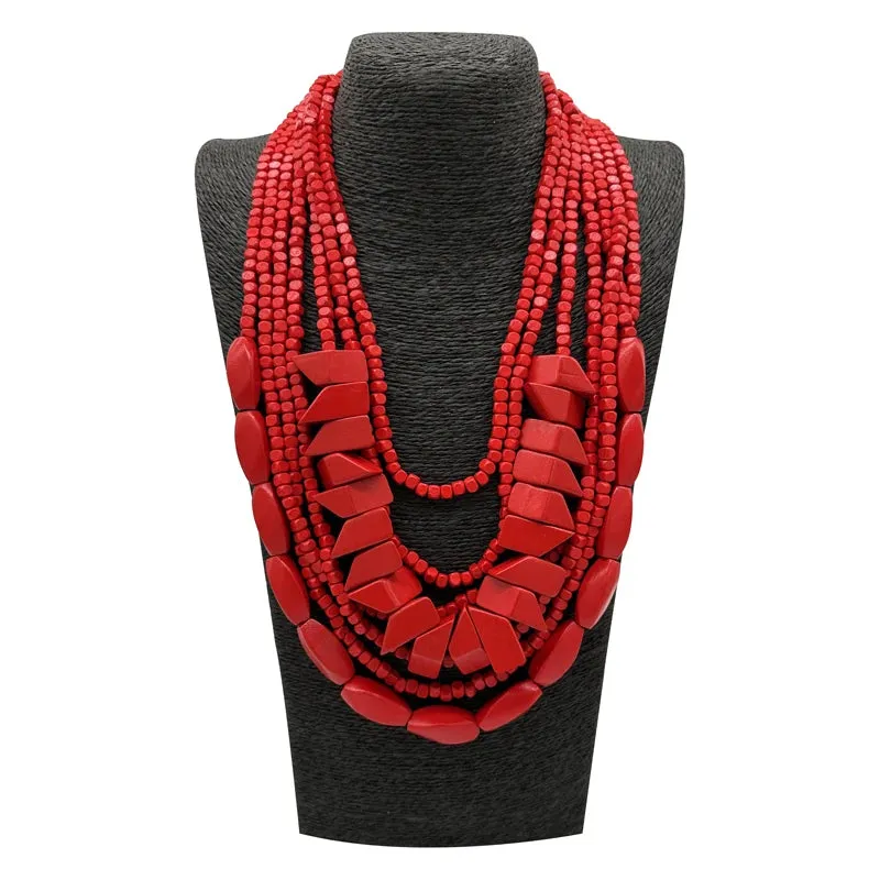 TEEK - Bohemian Multilayer Wood Bead Handmade Necklace