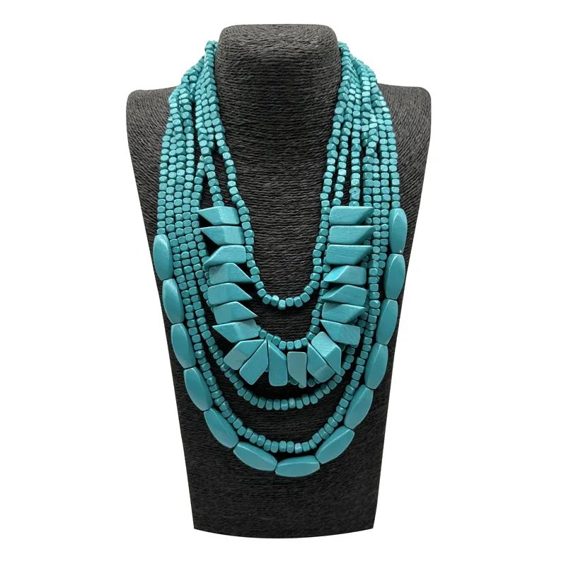 TEEK - Bohemian Multilayer Wood Bead Handmade Necklace