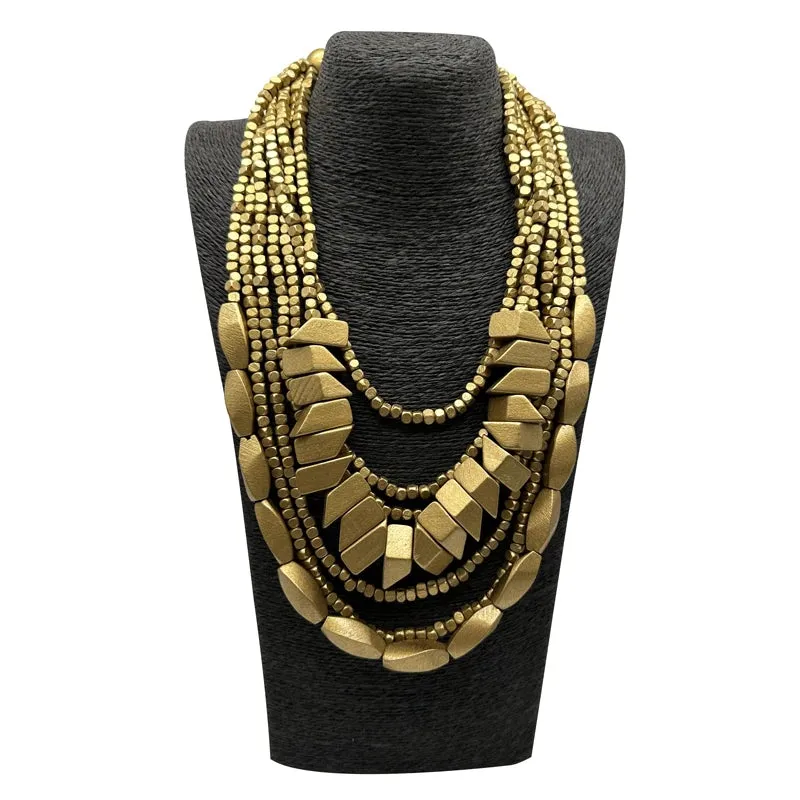 TEEK - Bohemian Multilayer Wood Bead Handmade Necklace