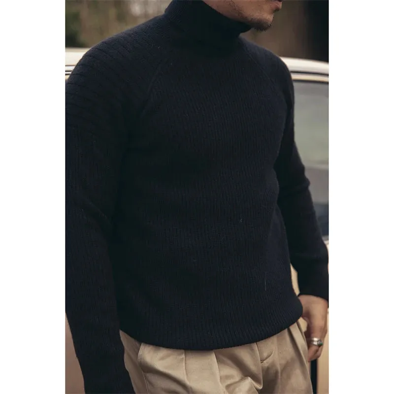 Turtleneck Sweater 100% Merino Wool Pullover - Men's Knit Jumper