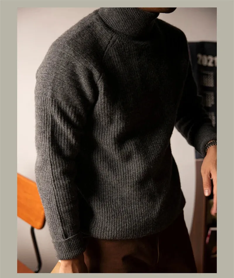 Turtleneck Sweater 100% Merino Wool Pullover - Men's Knit Jumper