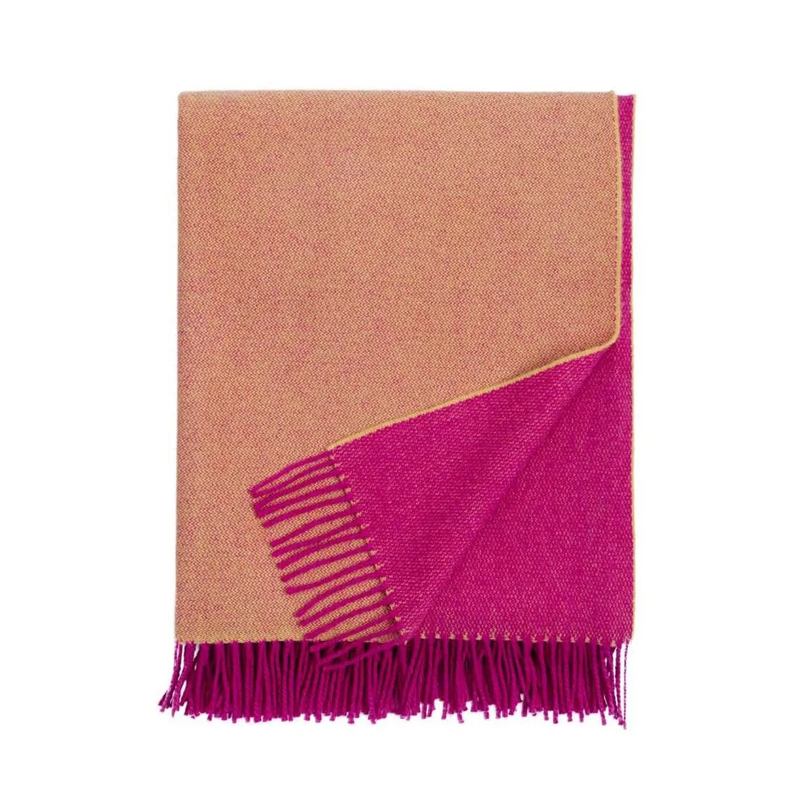 Ulster Weavers Merino Wool Throw - Ochre Yellow/Cerise Pink (145cmx175cm)