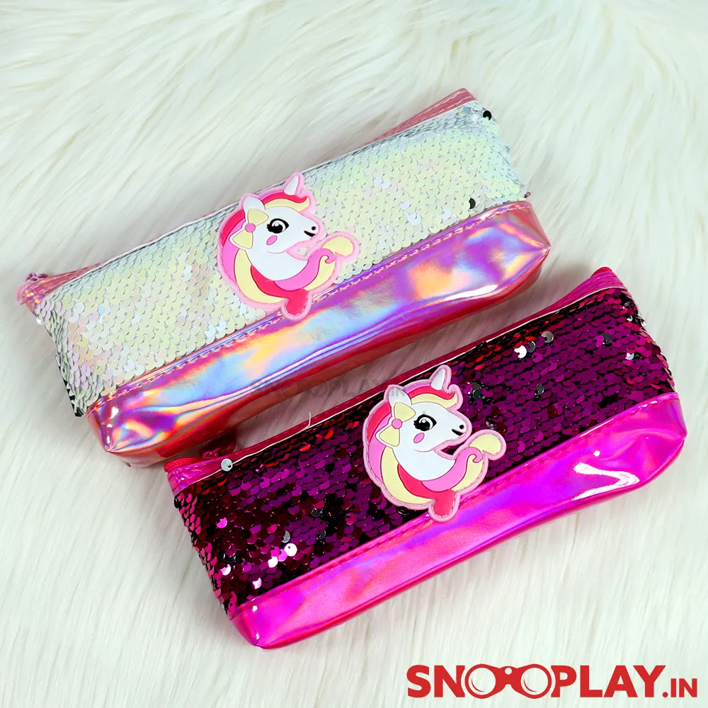 Unicorn Glitter Pencil Pouch - Assorted Colours