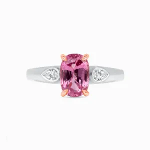 Untreated Pink Sapphire & Diamond Gold Ring