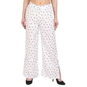 White Printed Crepe Palazzo