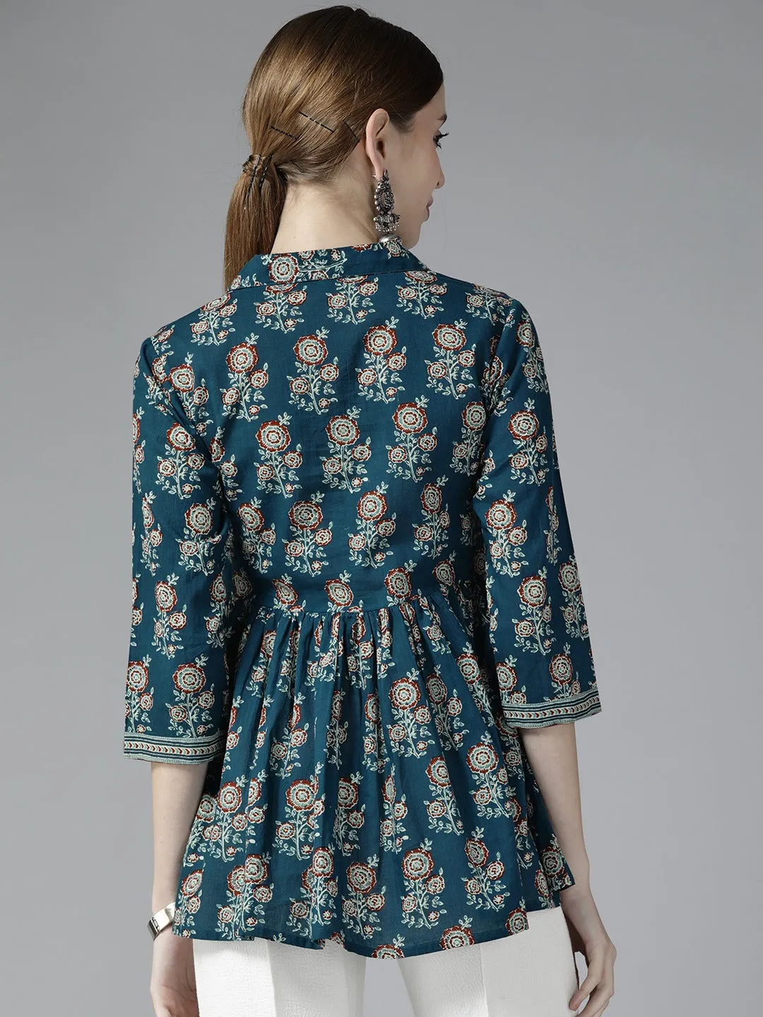 Women Blue Cotton Top