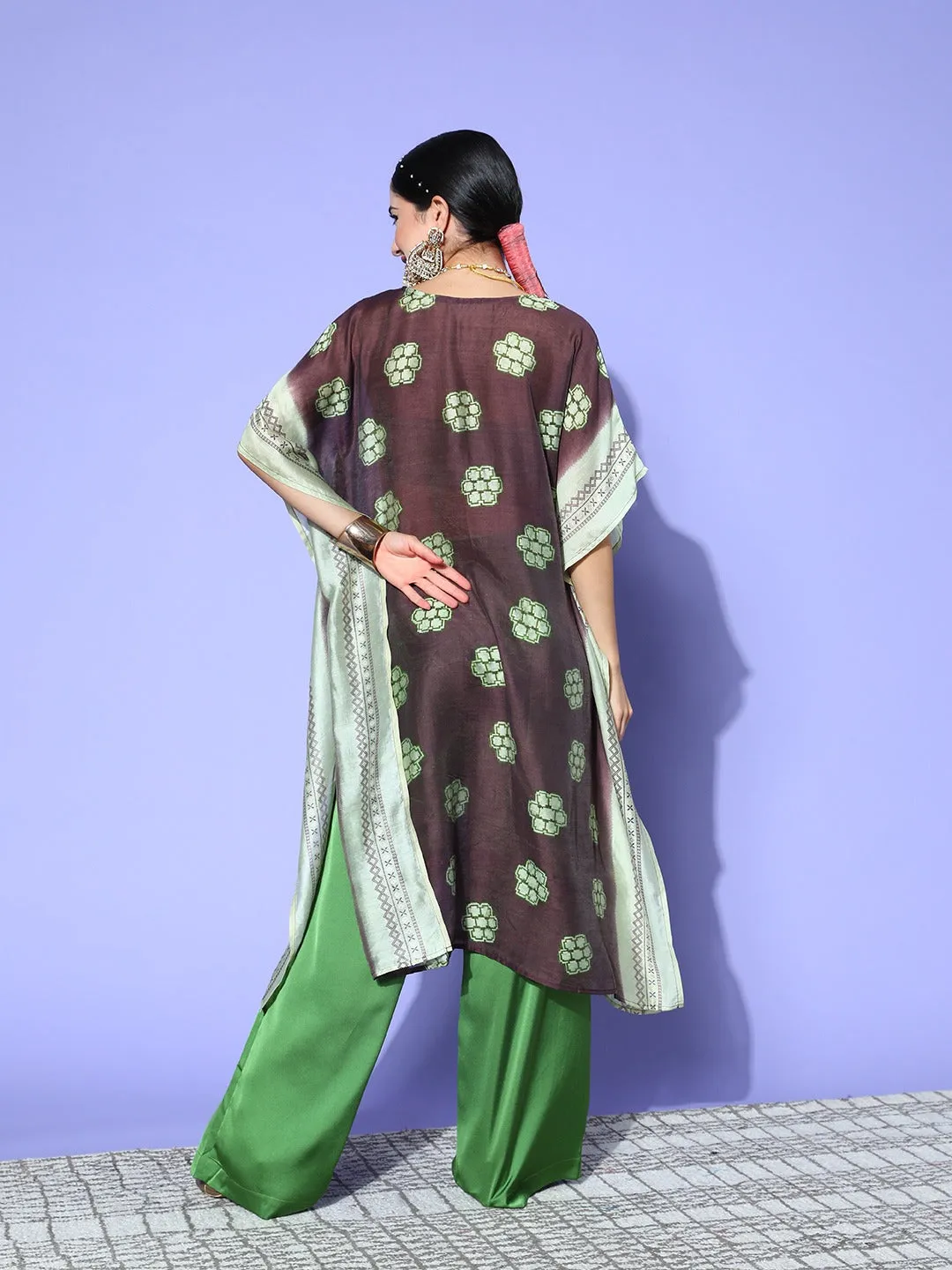 Women Brown Silk Blend Kurta