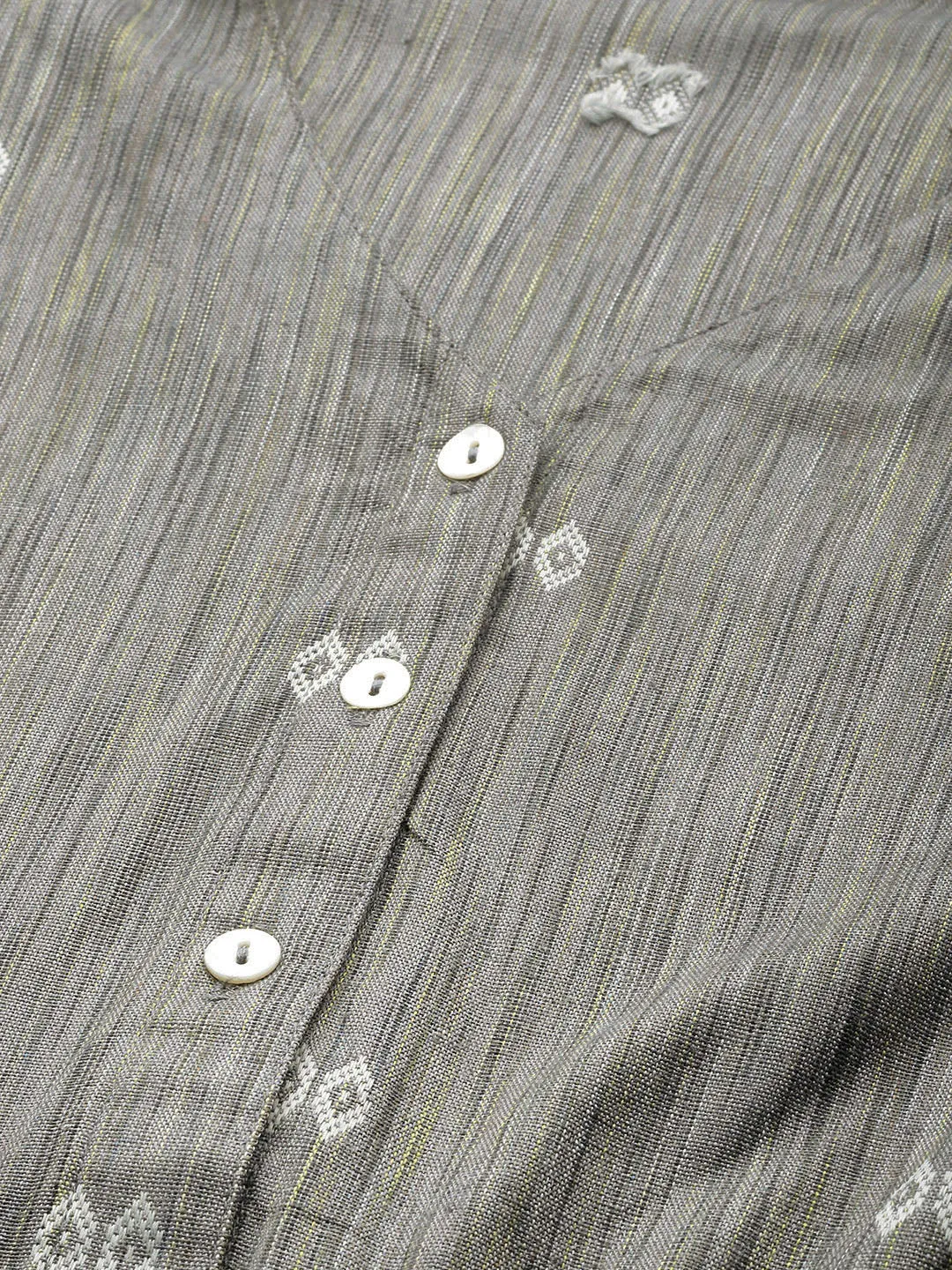 Women Grey Woven Design Flaired Kurta