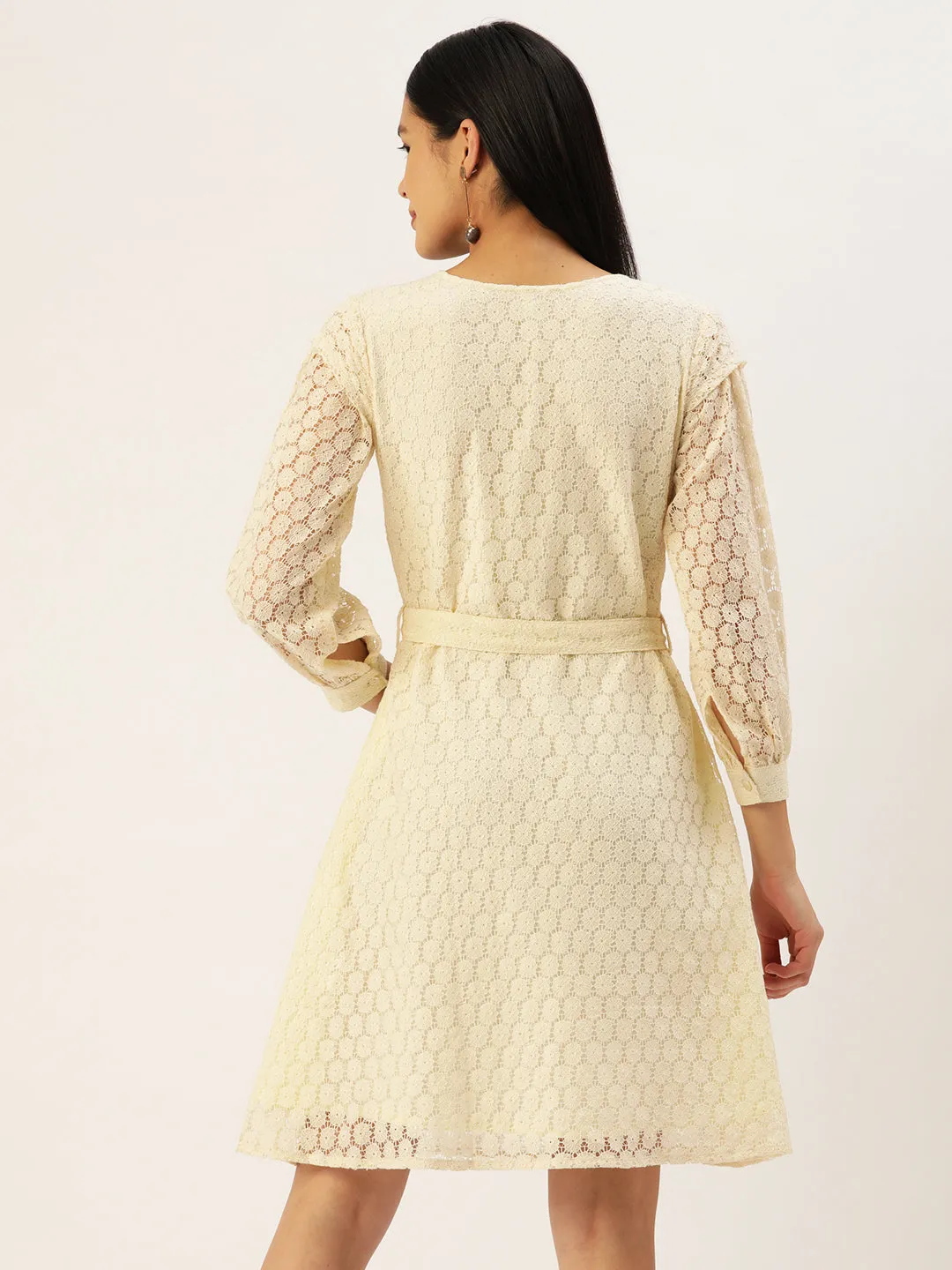 Women Off-White A-Line Cotton Dress