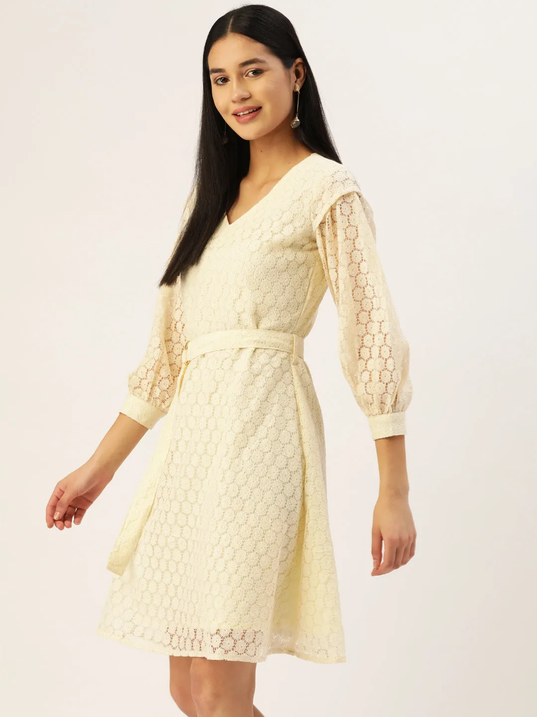 Women Off-White A-Line Cotton Dress