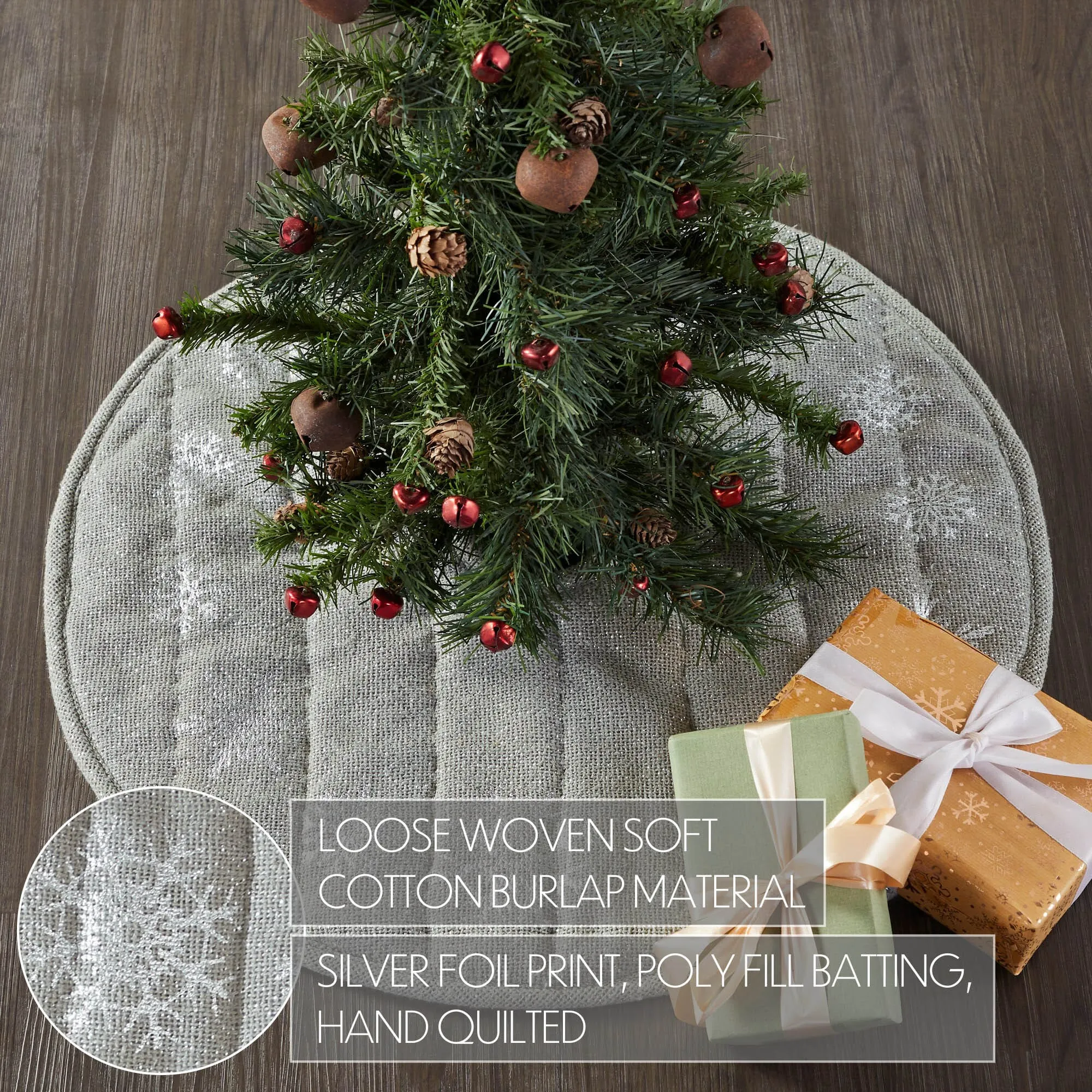 Yuletide Burlap Dove Grey Tree Skirt 24"